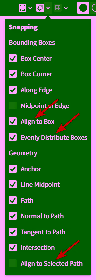 Snapping choices popover menu